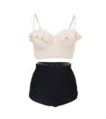 2 Pièce Maillot de Bain Vintage Pin Up Beige - Louise Vintage