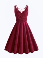 Années 60 Robe Vintage Bordeaux - Louise Vintage