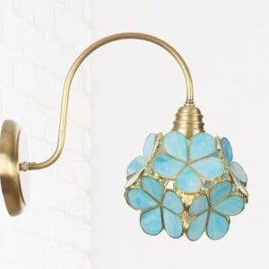 Applique Murale Vintage Verre Fleur Bleu - Louise Vintage