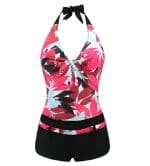 Bikini Taille Haute Vintage Rose fleurs - Louise Vintage