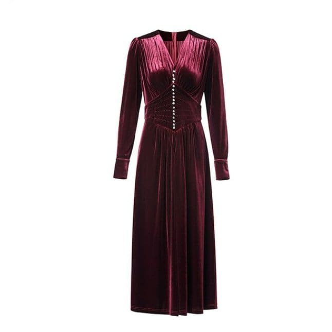Femme Robe Année 40 Bordeaux - Louise Vintage