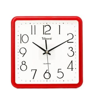 Horloge Murale Vintage Carrée Cadre Rouge - Louise Vintage
