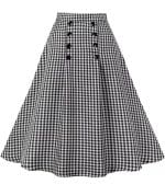 Jupe Boutonnée Noire Aspect Vintage - Louise Vintage