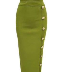 Jupe Crayon Elastique Vintage Vert - Louise Vintage