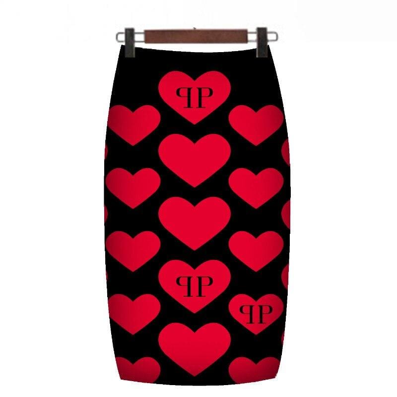 Jupe Crayon Vintage Coeurs - Louise Vintage