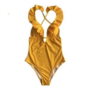 Maillot de Bain Femme 1 Piece Vintage Jaune - Louise Vintage