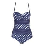 Maillot de Bain Pin Up Vintage Blanc Bleu - Louise Vintage
