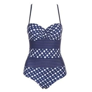 Maillot de Bain Pin Up Vintage Blanc Bleu - Louise Vintage