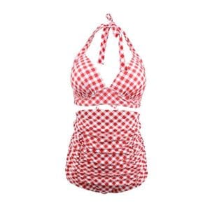 Maillot de Bain Rétro Taille Haute Rouge carreaux - Louise Vintage