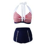 Maillot de Bain Shorty Vintage Rouge et Bleu - Louise Vintage