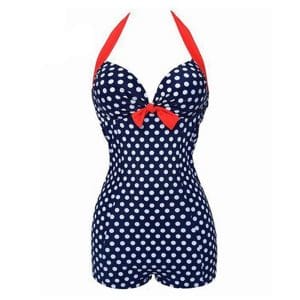 Maillot de Bain une Piece Vintage Bleu Pois - Louise Vintage