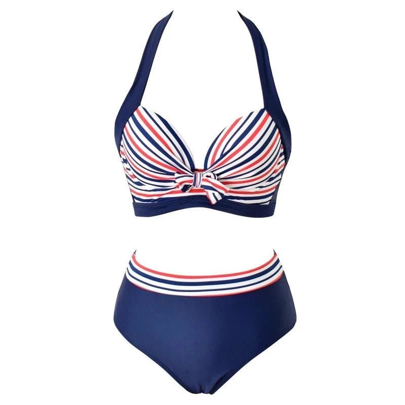 Maillot de Bain Vintage Bikini taille haute Bleu - Louise Vintage