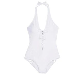 Maillot de Bain Vintage Blanc à Lacets - Louise Vintage