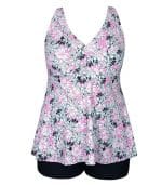 Maillot de Bain Vintage Grande Taille avec Jupette Rose - Louise Vintage