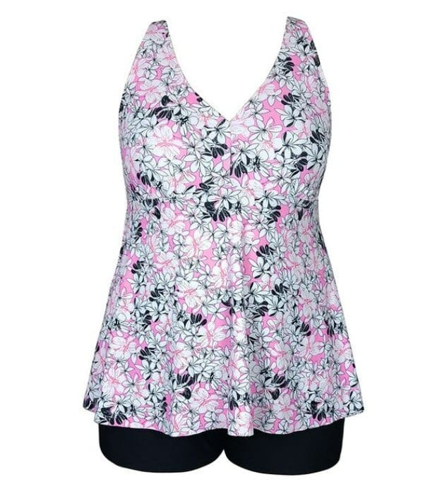 Maillot de Bain Vintage Grande Taille avec Jupette Rose - Louise Vintage