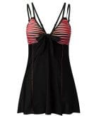 Maillot de Bain Vintage Jupe Rouge Rayé - Louise Vintage