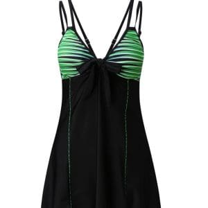 Maillot de Bain Vintage Jupe Vert Rayé - Louise Vintage
