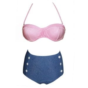 Maillot de Bain Vintage Push Up Pois Rose - Louise Vintage