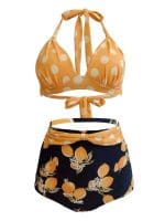 Maillot de bain Vintage taille haute jaune - Louise Vintage