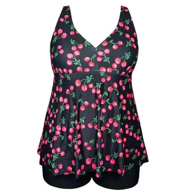 Maillot de Bain Vintage Volant Fleurs Noir - Louise Vintage
