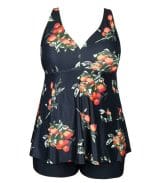 Maillot de Bain Vintage Volant Noir Fleurs - Louise Vintage
