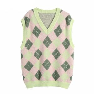 Pull Sans Manche Vintage Jacquard - Louise Vintage