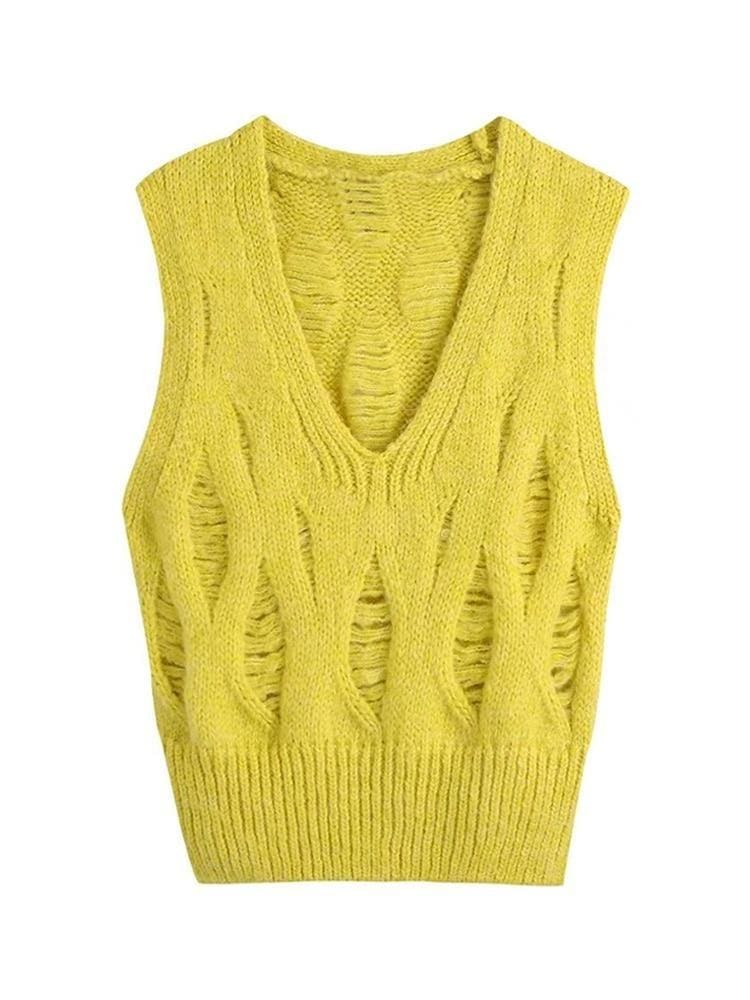 Pull Sans Manche Vintage Jaune - Louise Vintage