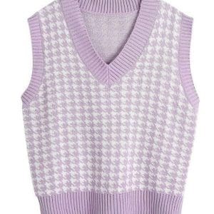 Pull Sans Manche Vintage Preppy Violet - Louise Vintage