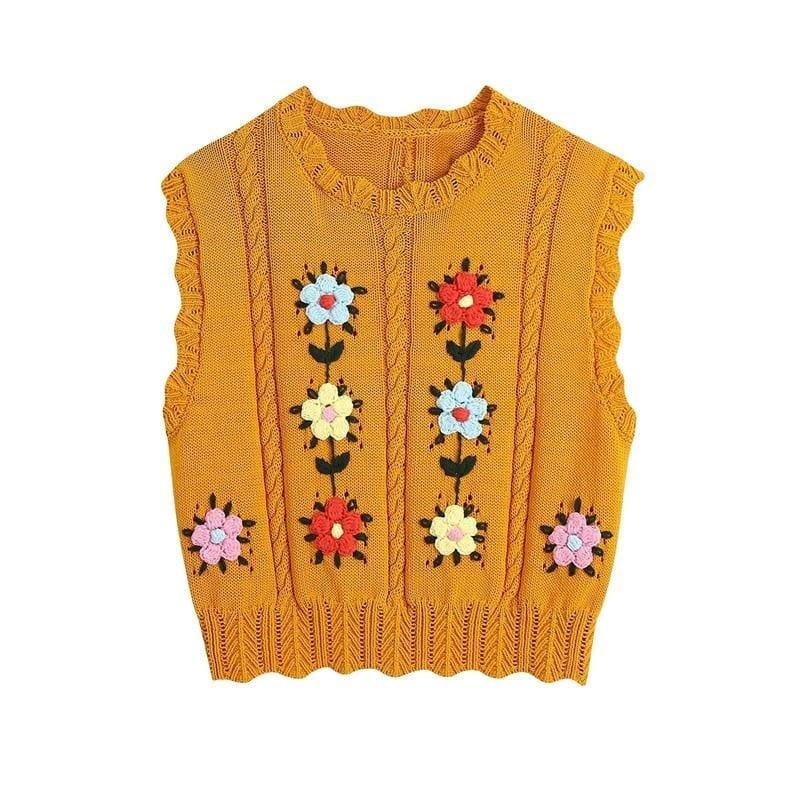 Pull Tricot avec Fleurs Vintage - Louise Vintage