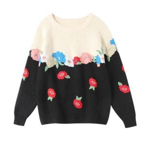 Pull Tricot Fleurs Vintage - Louise Vintage
