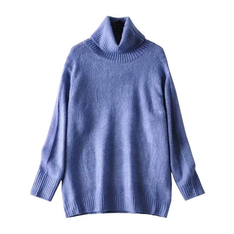Pull Vintage Ample Col Roulé Bleu - Louise Vintage