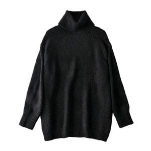 Pull Vintage Ample Col Roulé Noir - Louise Vintage