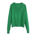 Pull Vintage Col en V Coupe Droite Vert - Louise Vintage