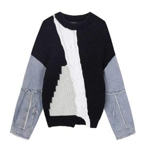 Pull Vintage Jeans Tricot Noir - Louise Vintage