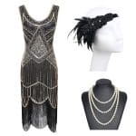 Robe à Franges Années 20 Or (Avec Accéssoires) - Louise Vintage