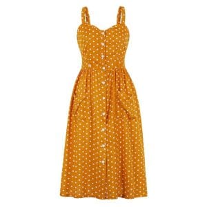 Robe à Pois Année 60 Jaune - Louise Vintage