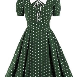 Robe à Pois Année 60 Verte - Louise Vintage