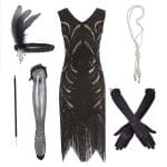 Robe Année 20 Chic Noire (Avec accéssoires) - Louise Vintage