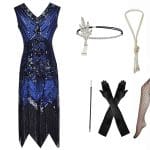 Robe Année 20 Femme Ronde Bleu (Avec Accéssoires) - Louise Vintage