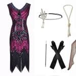 Robe Année 20 Femme Ronde Rose (Avec Accéssoires) - Louise Vintage