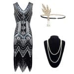 Robe Année 20 Gatsby Noire (Avec Accéssoires) - Louise Vintage