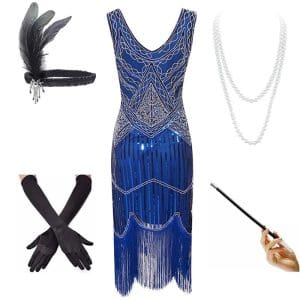 Robe Année 20 Vintage Bleu (Avec Accéssoires) - Louise Vintage