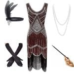 Robe Année 20 Vintage Bordeaux (Avec Accéssoires) - Louise Vintage