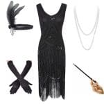 Robe Année 20 Vintage Noire (Avec Accéssoires) - Louise Vintage