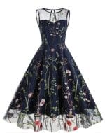 Robe Année 50 Fleur Noir - Louise Vintage