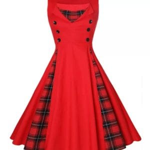 Robe Année 50 Grande Taille Rouge - Louise Vintage