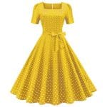 Robe Année 50 Jaune à Pois - Louise Vintage