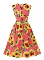 Robe Année 50 Pin Up pas Cher Belles Fleurs - Louise Vintage