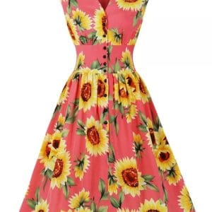 Robe Année 50 Pin Up pas Cher Belles Fleurs - Louise Vintage
