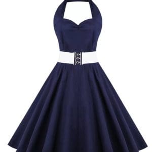 Robe Année 50 Pin Up pas Cher Bleu foncé - Louise Vintage